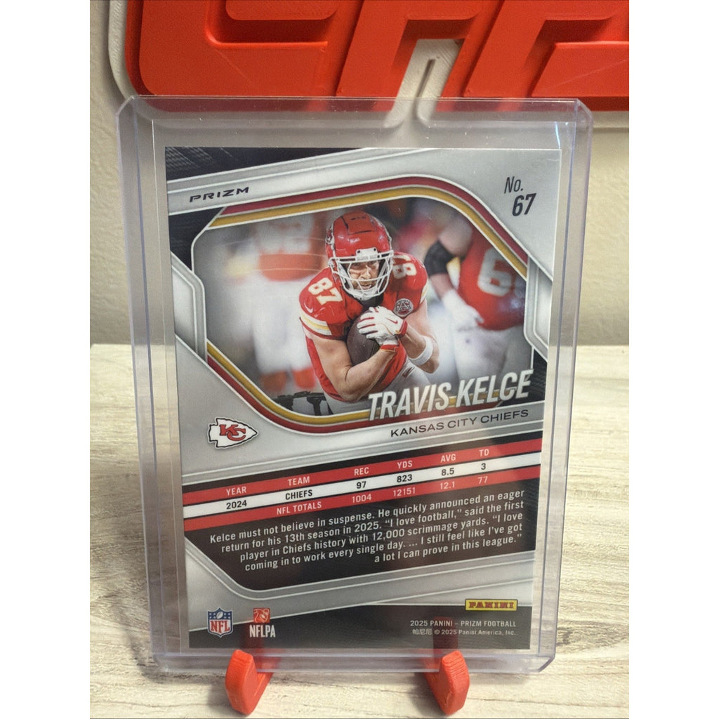 Panini 2025 Prizm Travis Kelce #67 Kansas City Chiefs Football Silver