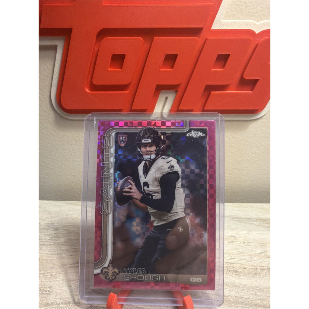 2025 Topps Chrome Tyler Shough Rookie Hot Pink X-Fractor #398 RC Saints Mega Box