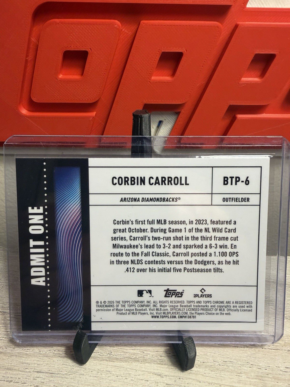 Topps Chrome 2026 Corbin Carroll Big Ticket Player Refractor 1