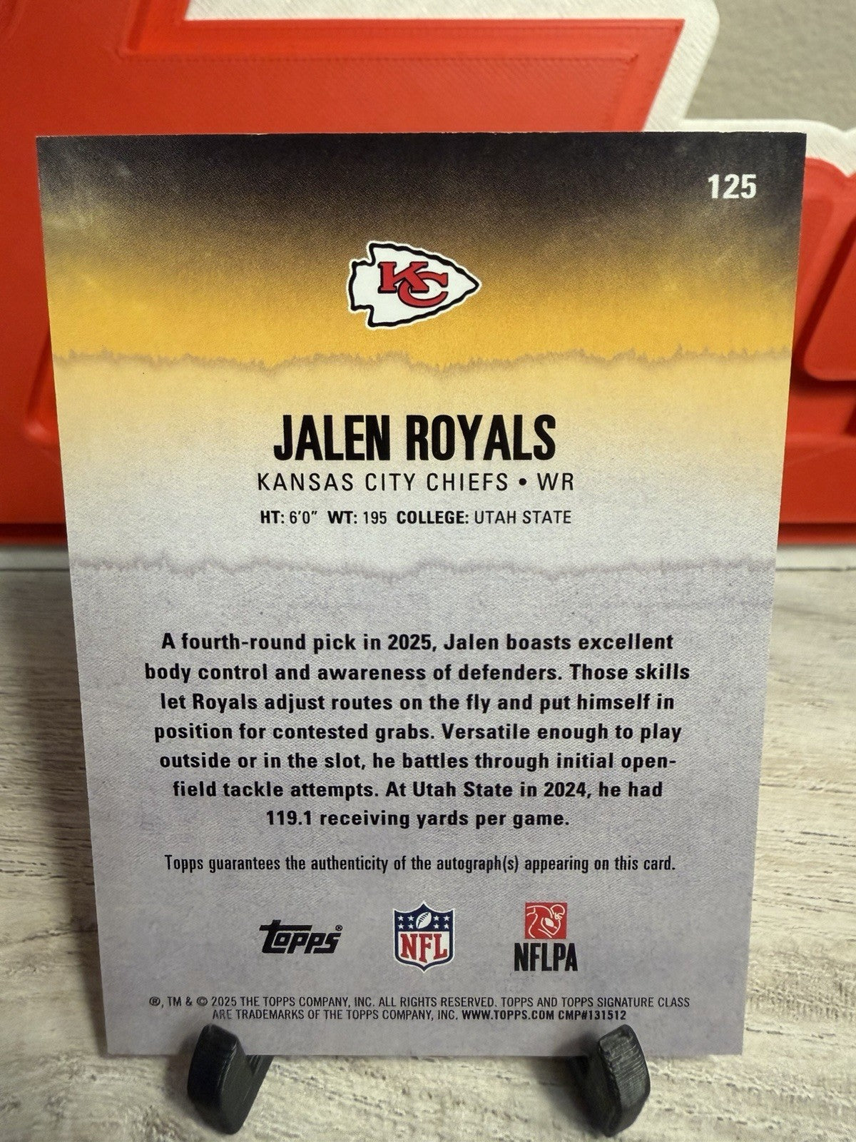 Topps Signature Class 2025 Jalen Royals Kansas City Chiefs Football RC Auto #1251