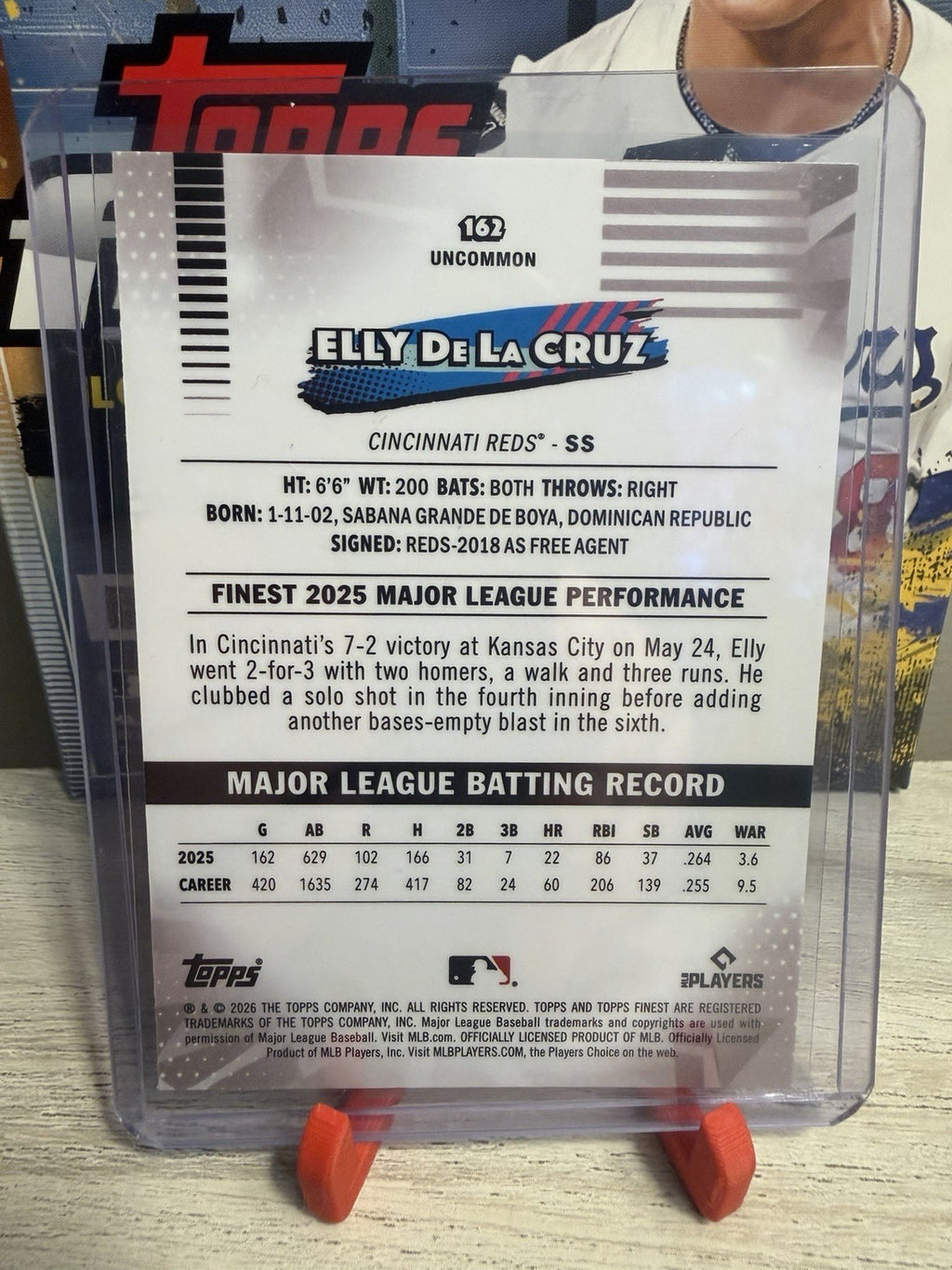 2026 Topps Finest Uncommon #162 Elly De La Cruz  Cincinnati Reds 1