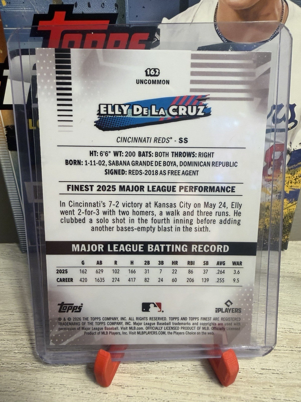2026 Topps Finest Uncommon #162 Elly De La Cruz  Cincinnati Reds 1