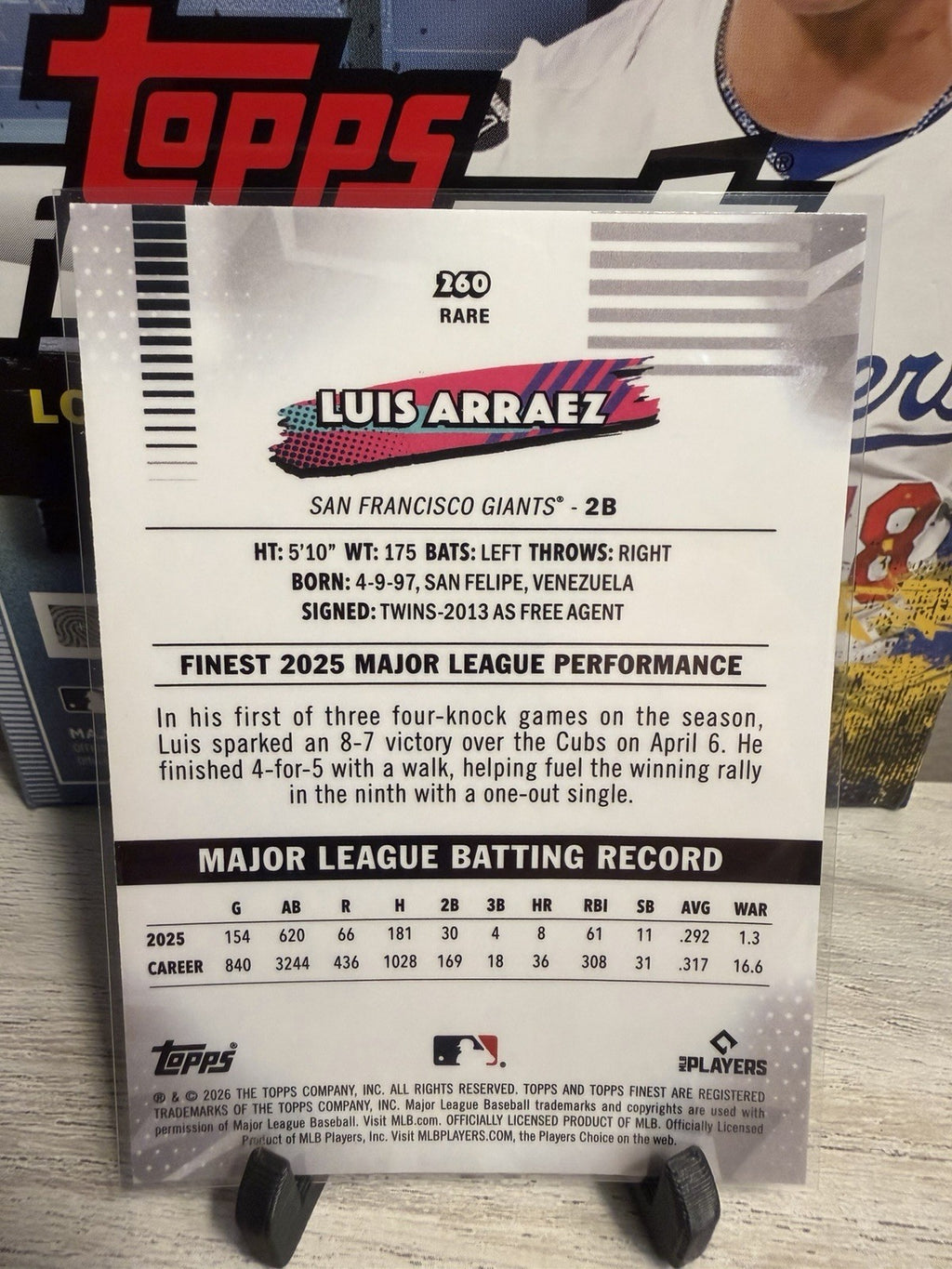 2026 Topps Finest Mini Diamond Rare-Luis Arraez #260 Giants1