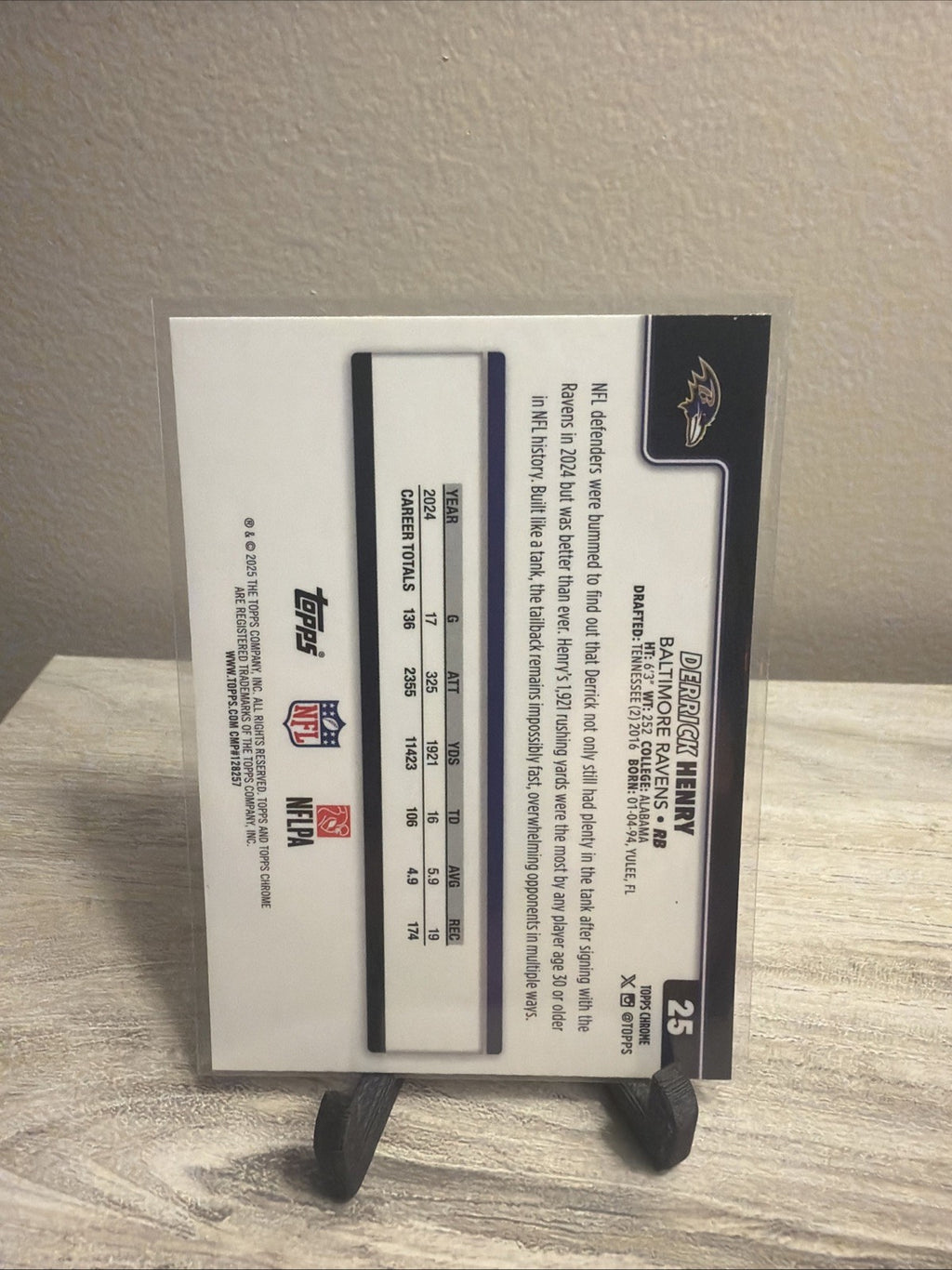 2025 Derrick Henry Hot Pink X-Fractor Topps Chrome Baltimore Ravens #251