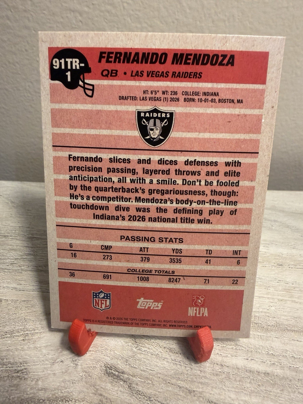 2026 Topps Flagship Fernando Mendoza Raiders 35th Anniversary Rookie 1