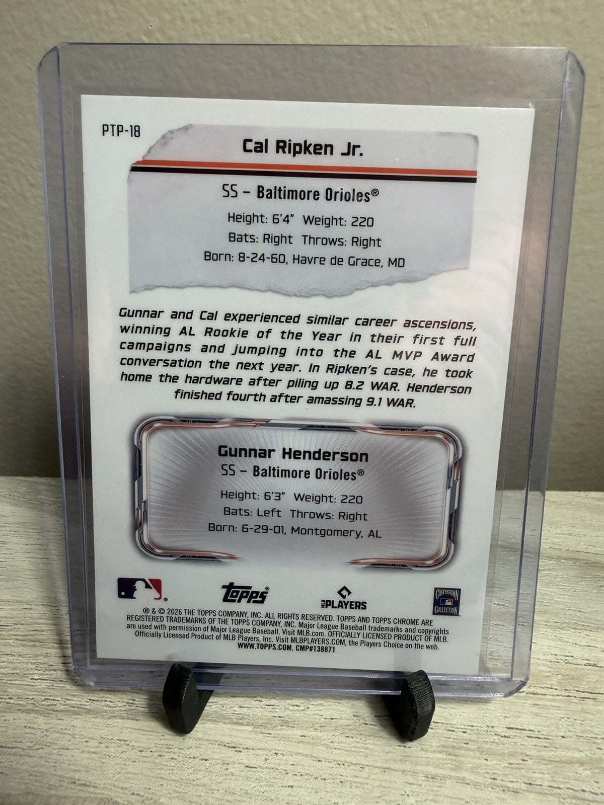 Topps Chrome 26’ Past to Present Refractor Cal Ripken Jr Gunnar Henderson #PTP181