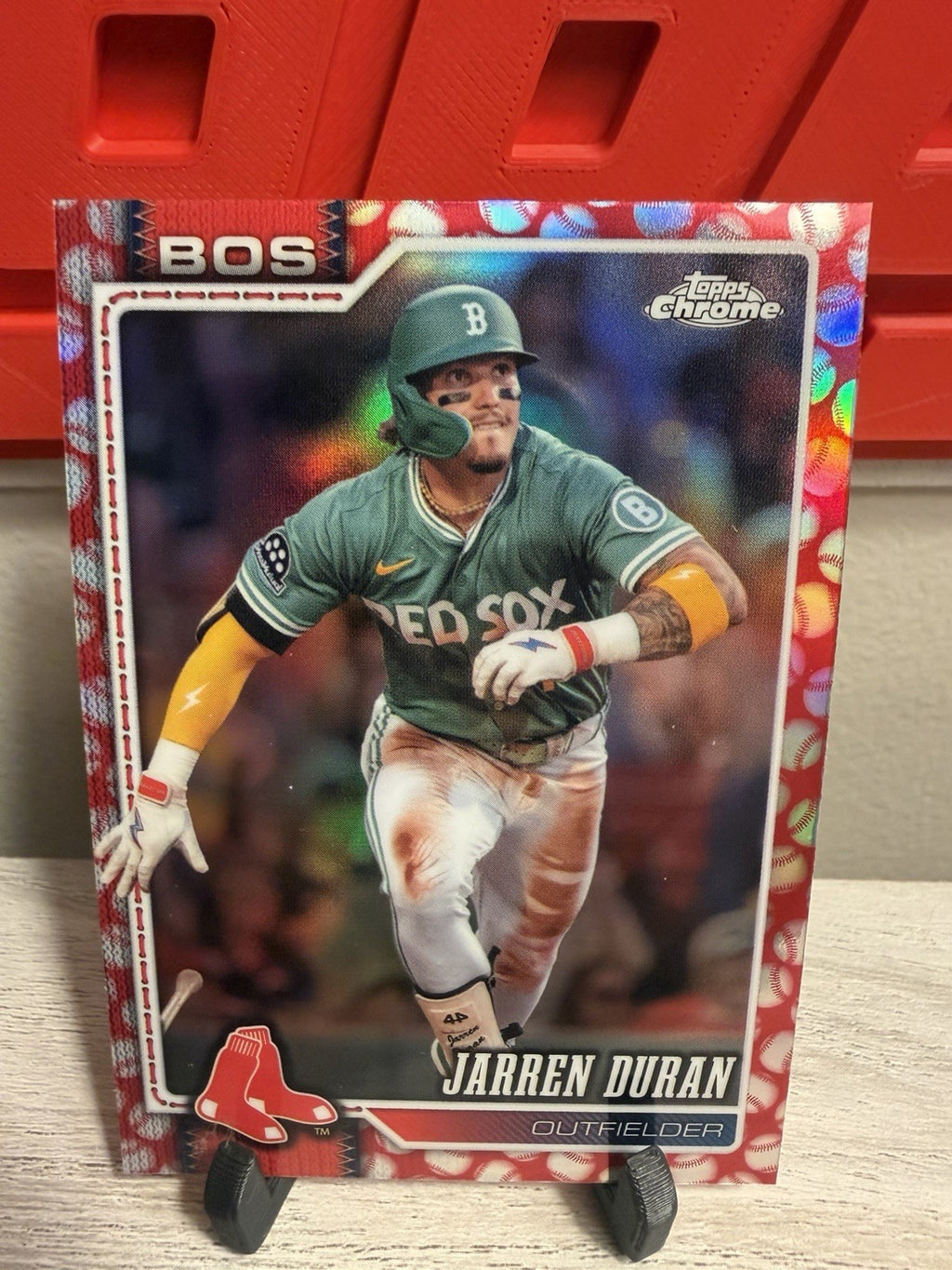 2026 Topps Chrome Jarren Duran Baseball Seams Refractor #95 Boston Red Sox0