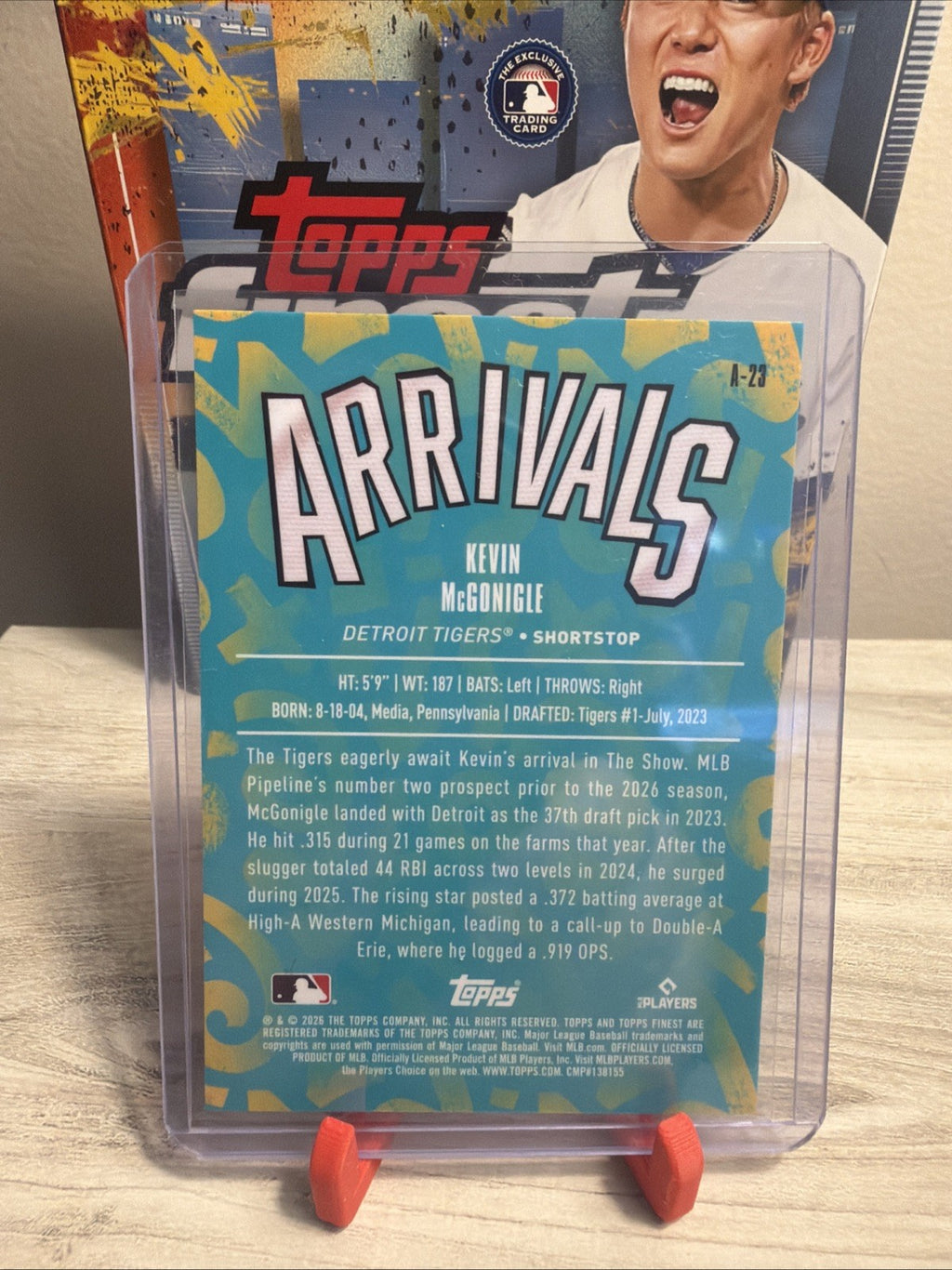 2026 Topps Finest Kevin McGonigle Arrivals Rookie #A-23 Tigers1