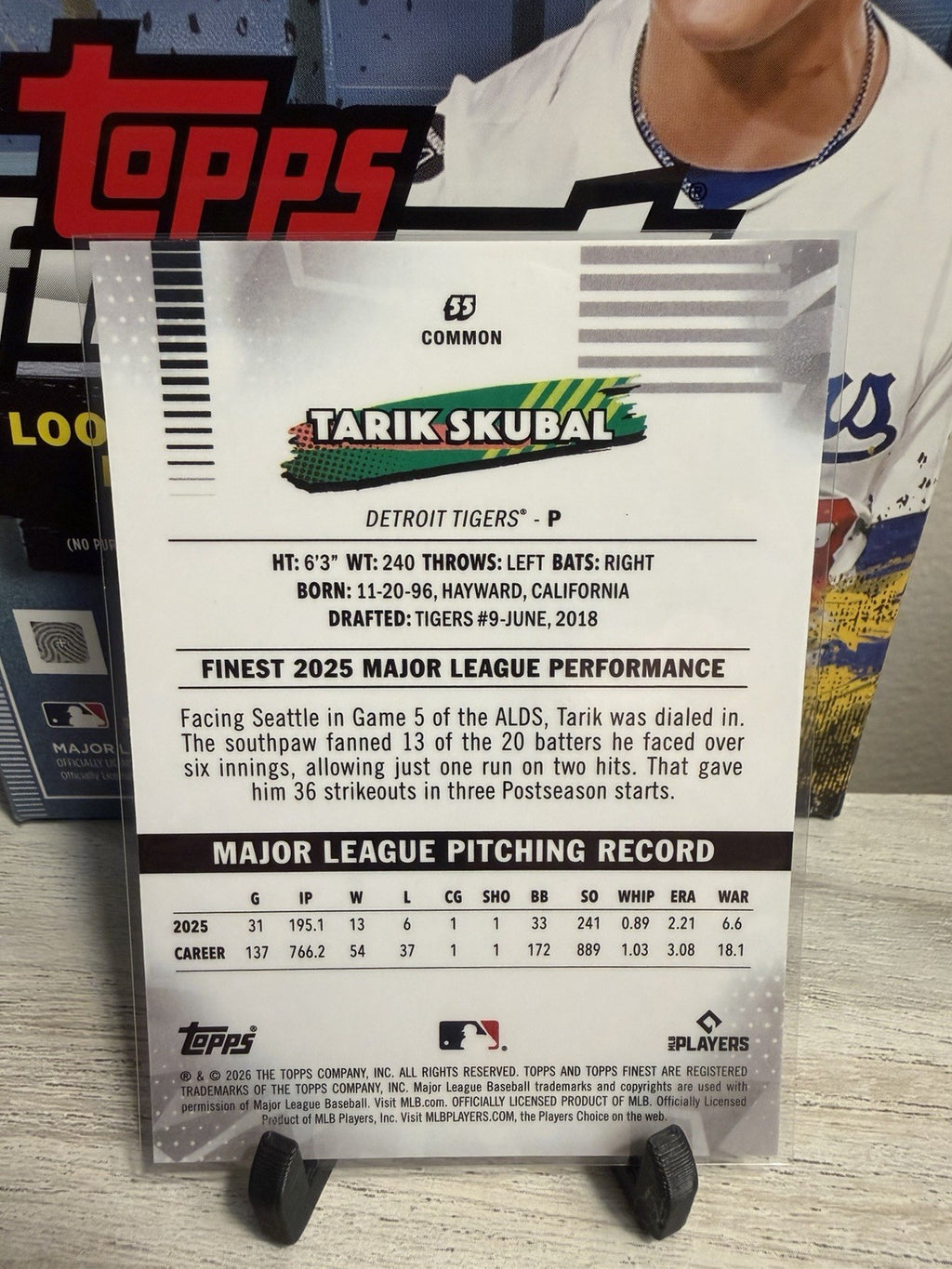 Topps 2026 Finest Major League Performance Tarik Skubal Tigers #53 Mini Diamonds1