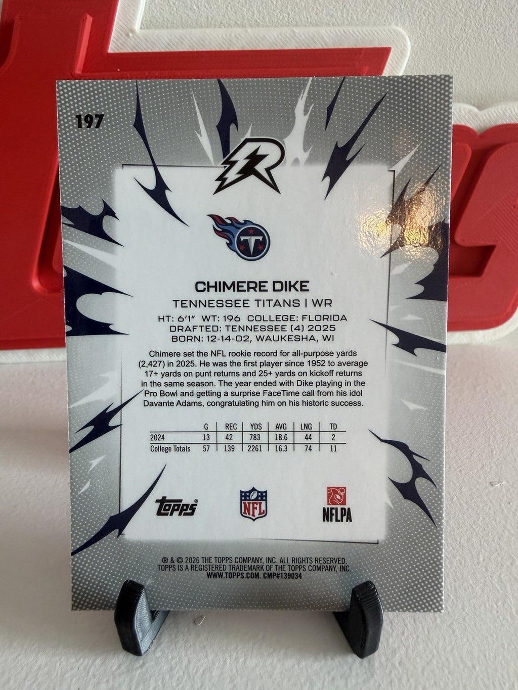 2025 Topps Resurgence #197 Chimere Dike Titans Blue & Orange Spark Refractor1