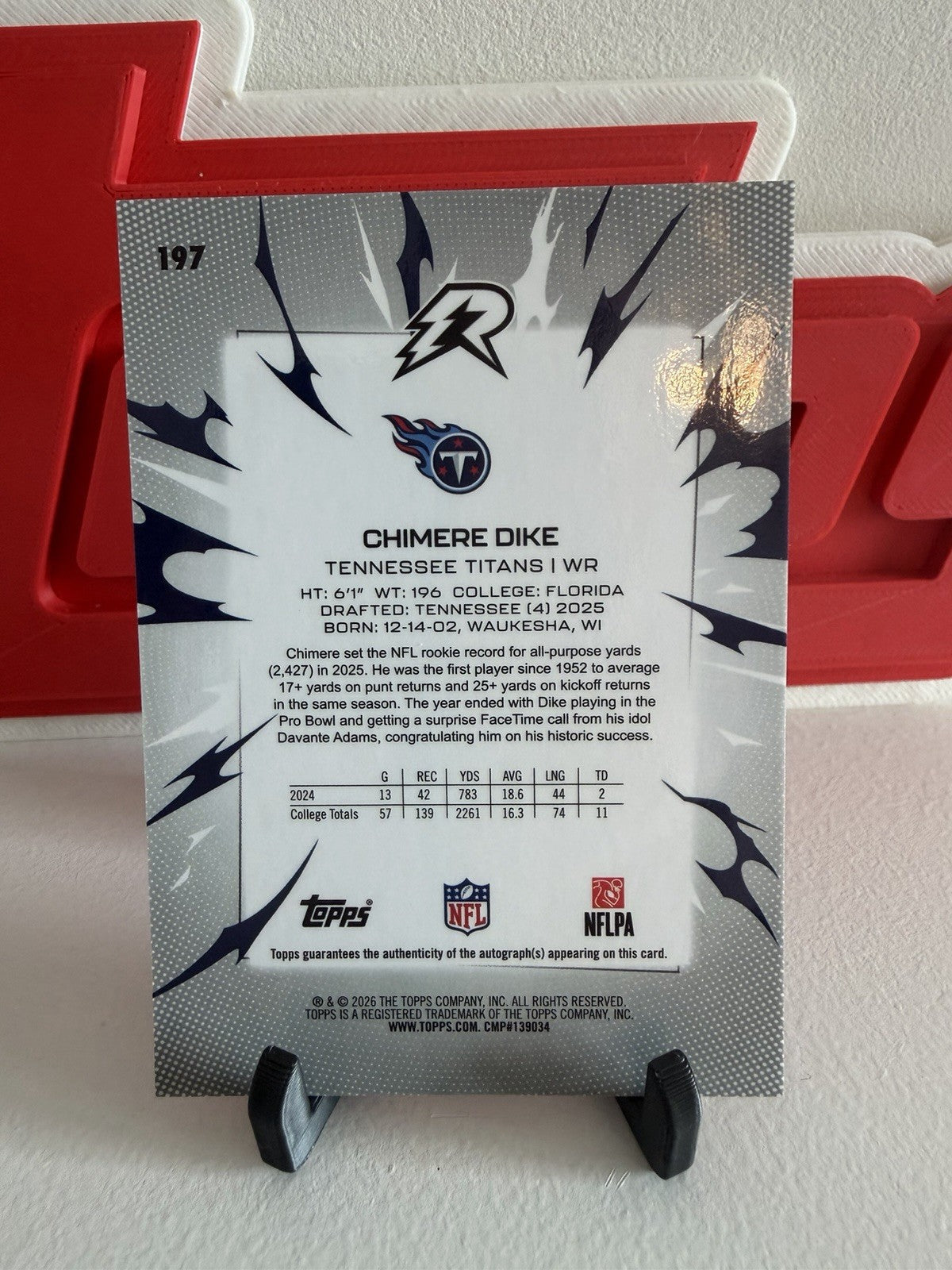 Chimere Dike 2025 Topps Resurgence Silver Signature #197 RC Auto Titans1