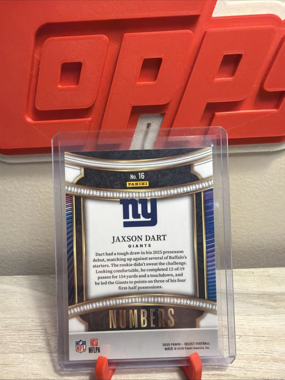 Panini Select Numbers Rookie Jaxson Dart Giants #16 2025 NFL Football Card1