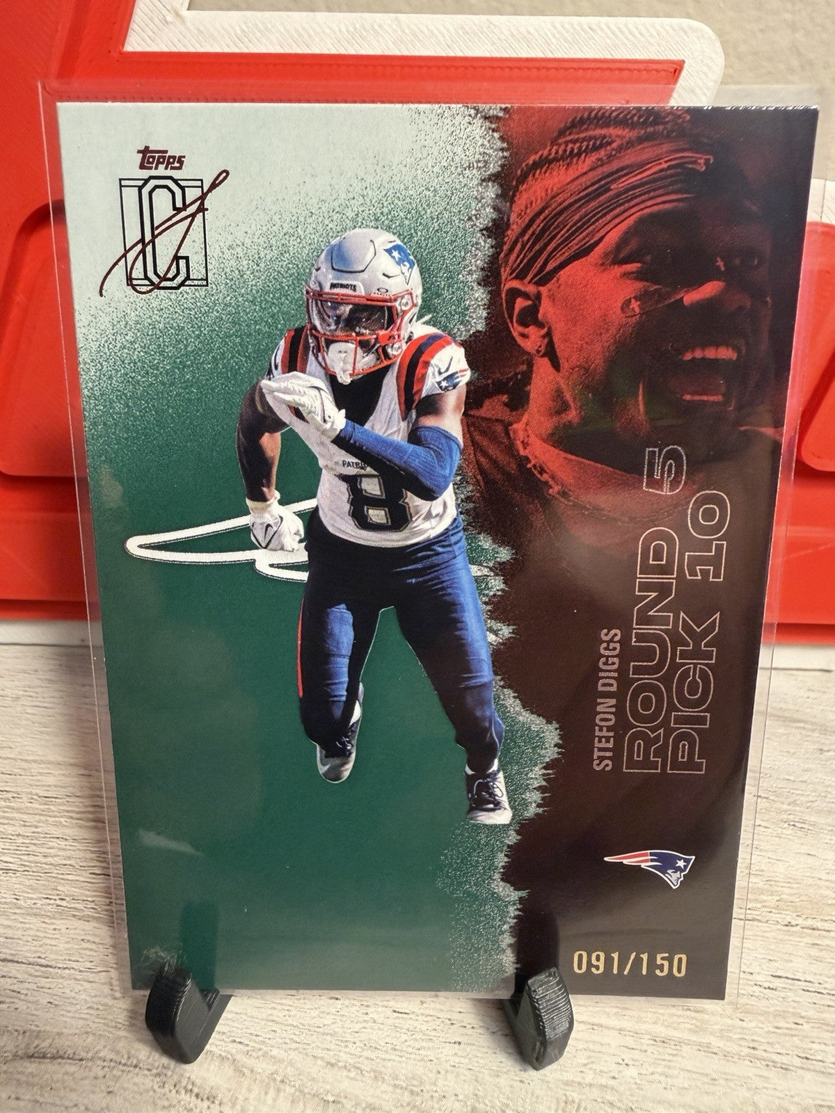 Topps 2025 Signature Class Stefon Diggs Green Round 5 Pick 10 #89 /150 Patriots0