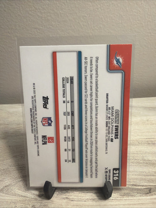 2025 Topps Chrome Quinn Ewers Hot Pink Xfractor! Dophins1