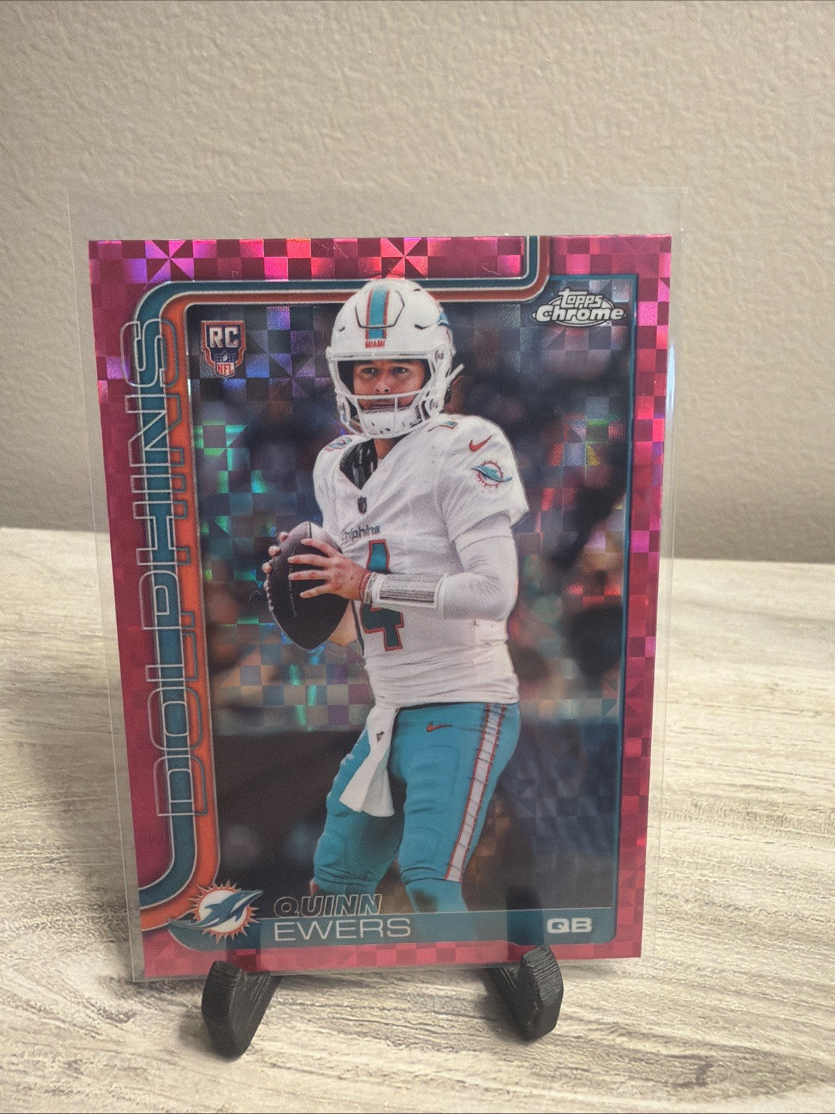 2025 Topps Chrome Quinn Ewers Hot Pink Xfractor! Dophins0