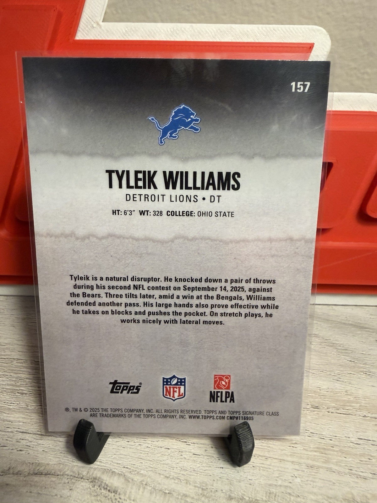 2025 Topps Signature Tyleik Williams RC #157 Lions Chrome /2751