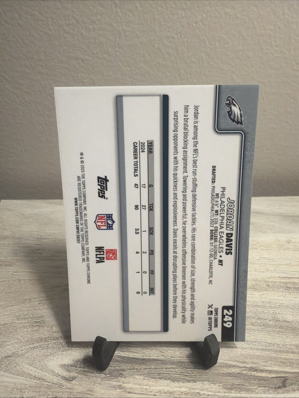 2025 Topps Chrome Jordan Davis Lime Green Xfractor #249 Eagles Football1