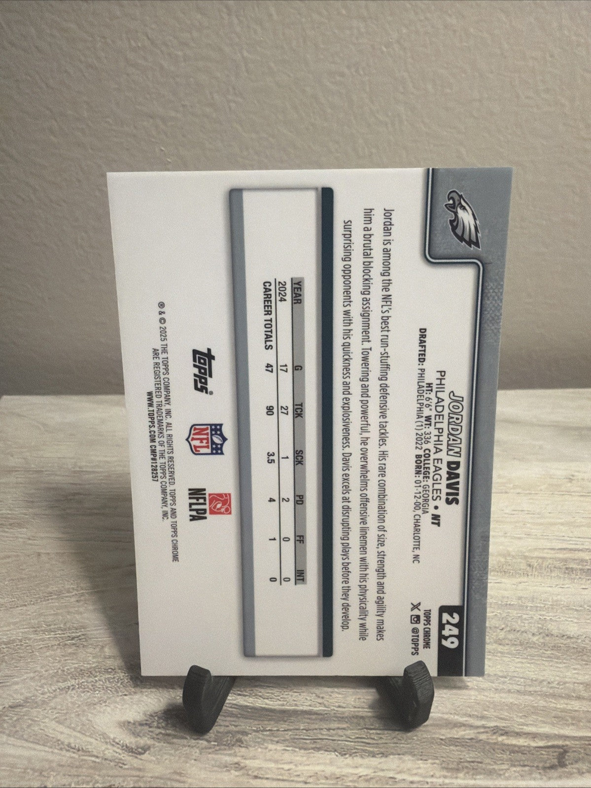 2025 Topps Chrome Jordan Davis Lime Green Xfractor #249 Eagles Football1