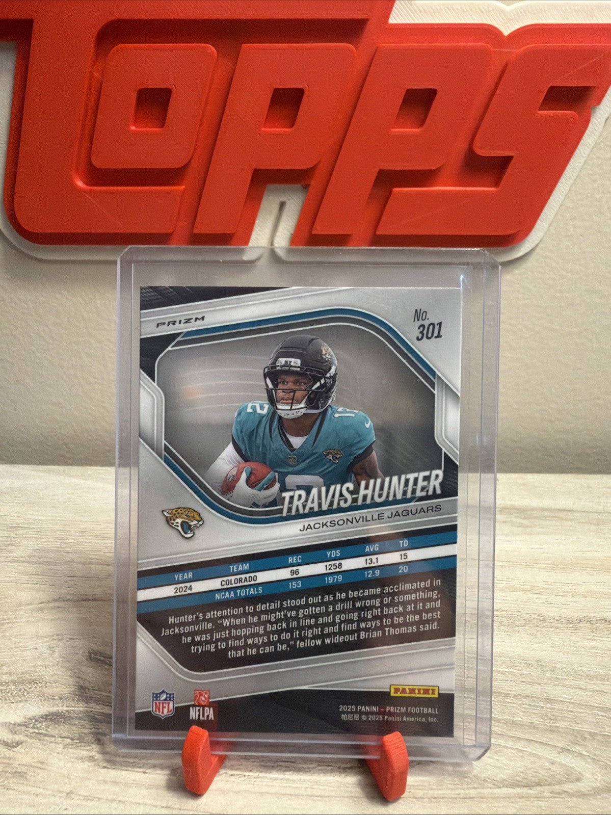 Panini 2025 Prizm Travis Hunter Rookie #301 Green Prizm Jacksonville Jaguars1