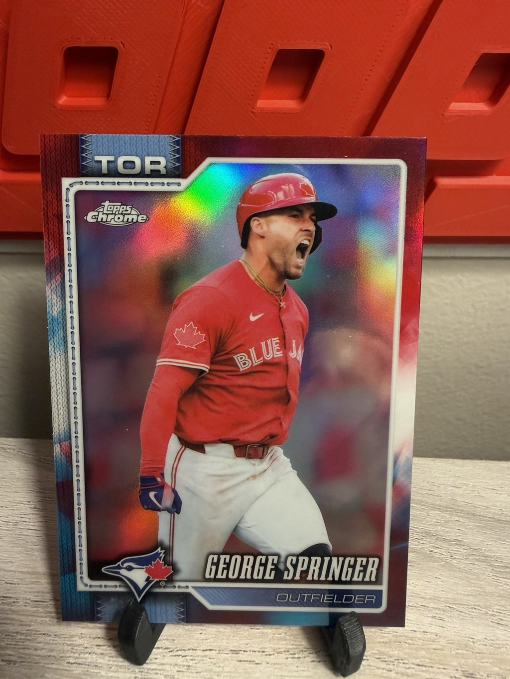 2026 Topps Chrome George Springer Red White Ultra Mega Refractor #253 Blue Jays0