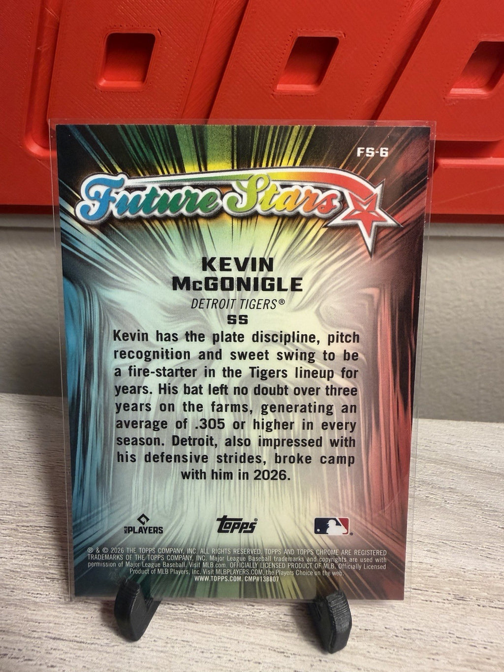 Kevin McGonigle 2026 Topps Chrome Future Stars Rookie RC #FS-6, TIGERS ! 1