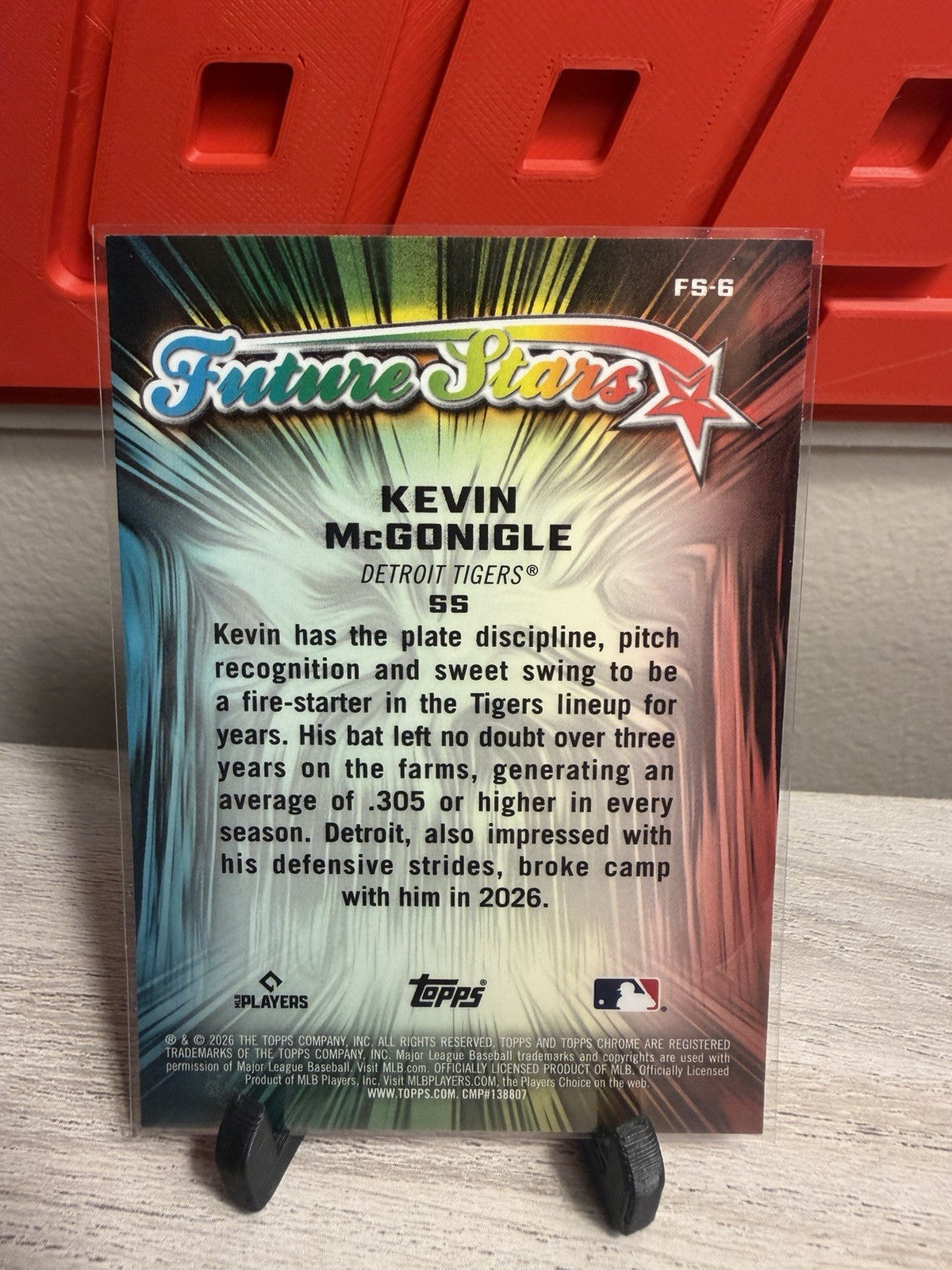 Kevin McGonigle 2026 Topps Chrome Future Stars Rookie RC #FS-6, TIGERS ! 1
