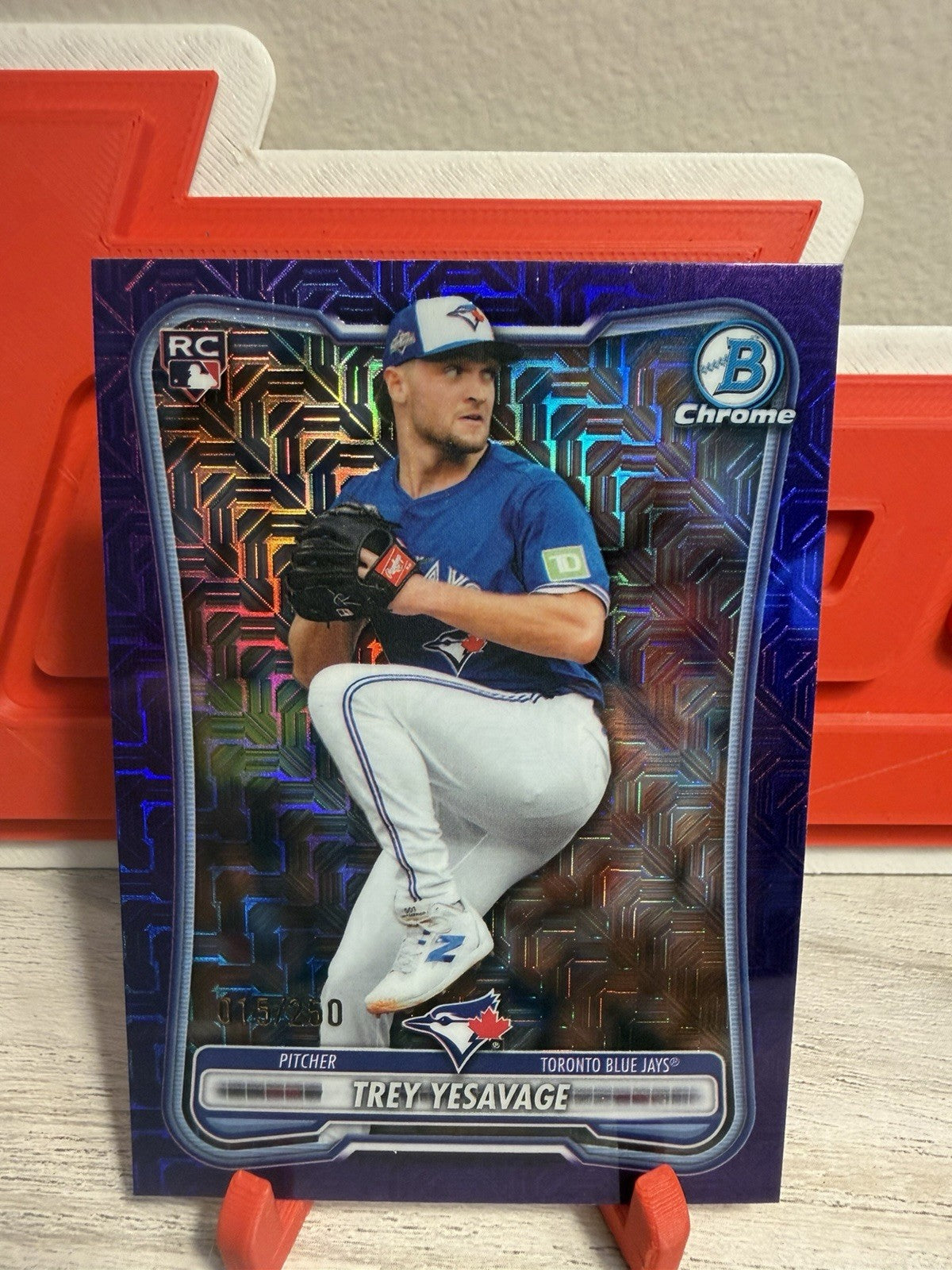 Trey Yesavage 2026 Bowman Chrome Rookie /250 Purple Mojo Refractor RC Blue Jays0