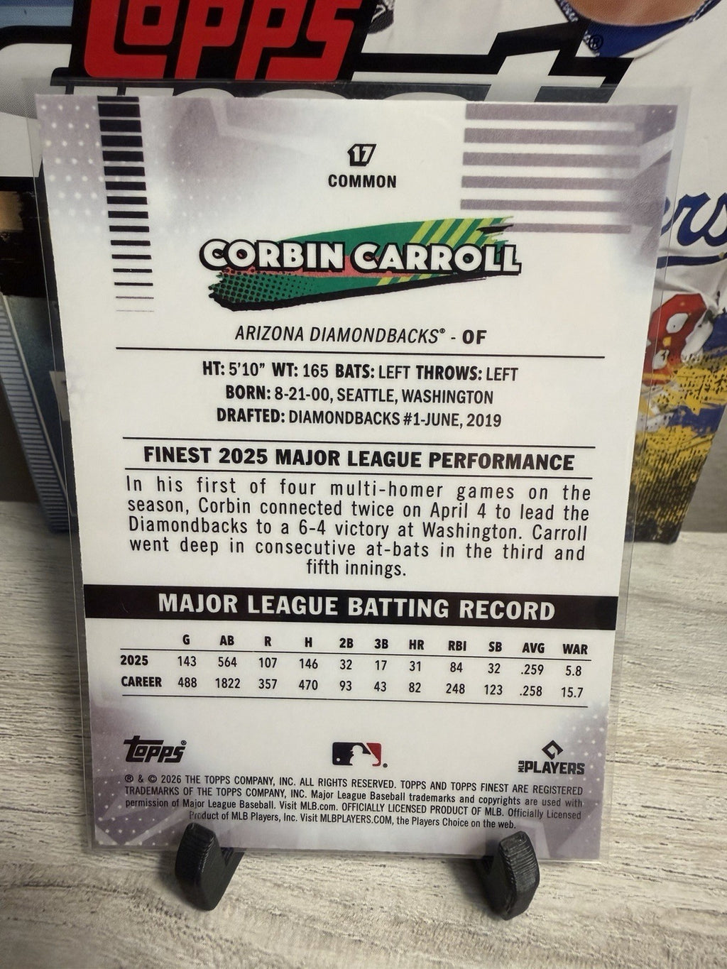 Topps Finest 2026 Corbin Carroll #17 Diamondbacks1