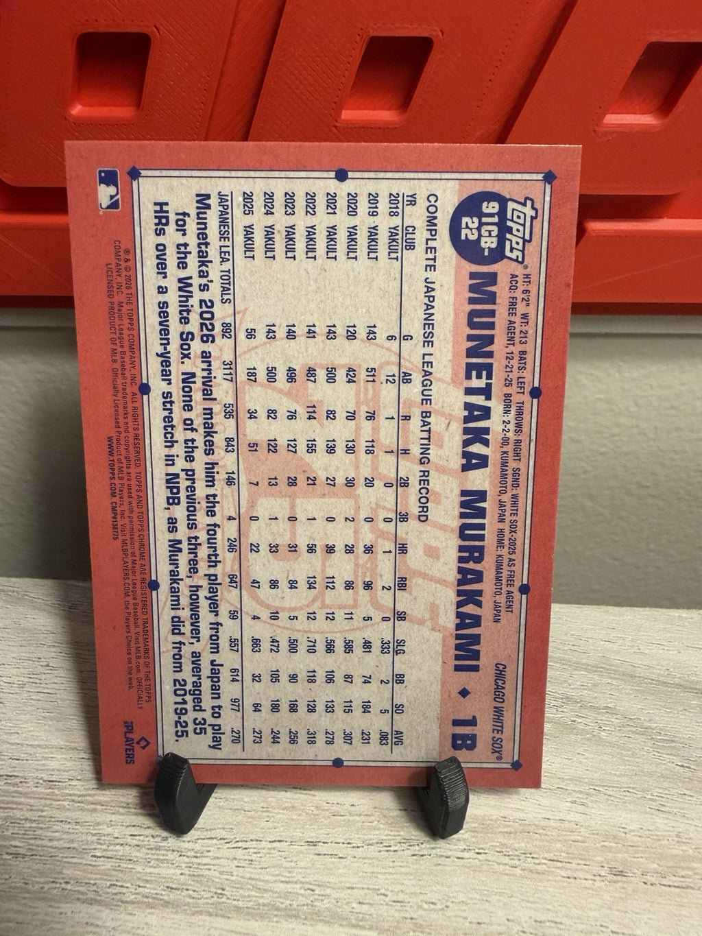 Munetaka Murakami 2026 Topps Chrome Baseball 75th Refractor 91CB-22 White Sox RC1