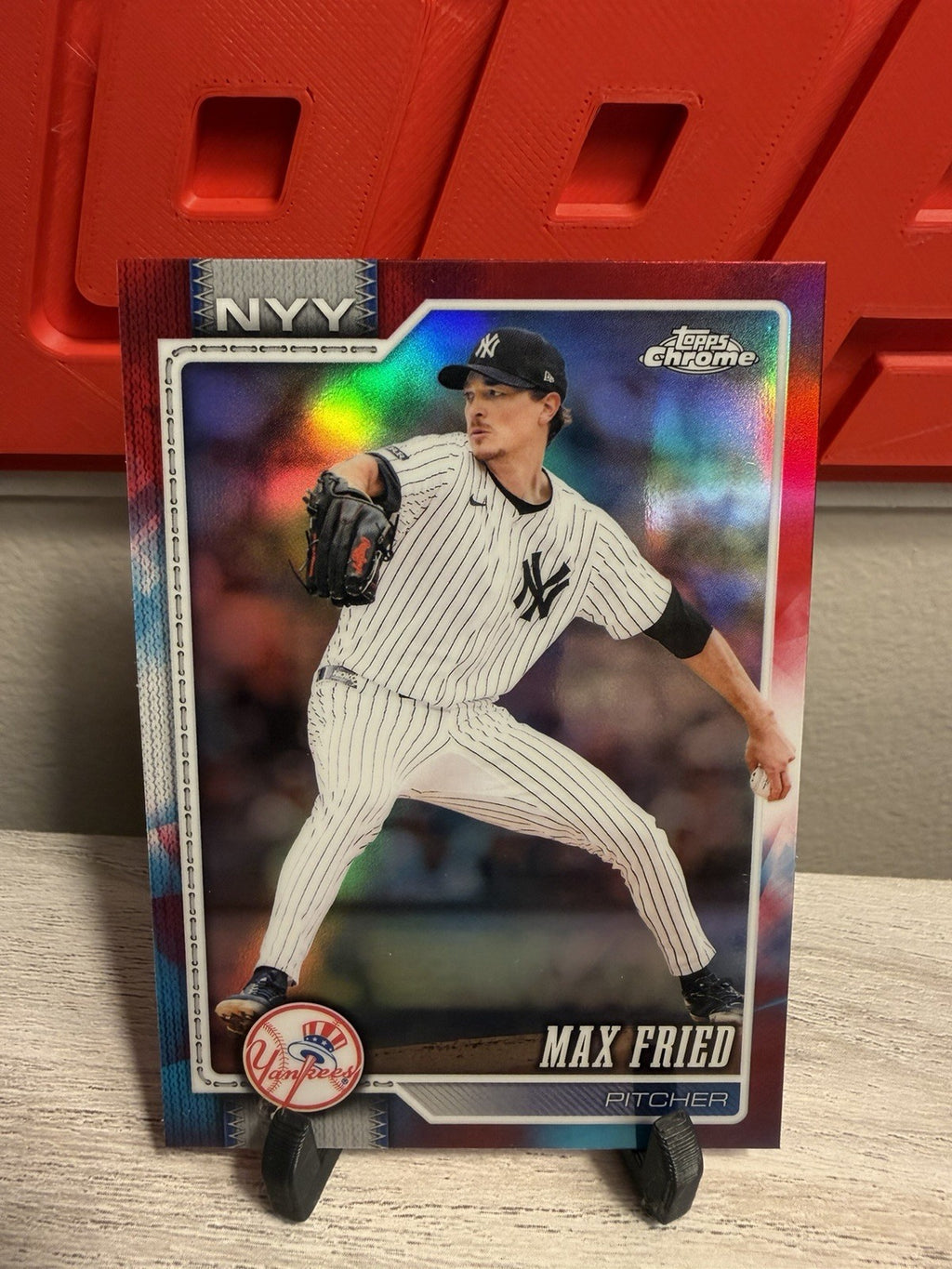 NEW!  2026 Topps Chrome #113 Max Fried RED WHITE & BLUE REFRACTOR - Yankees0