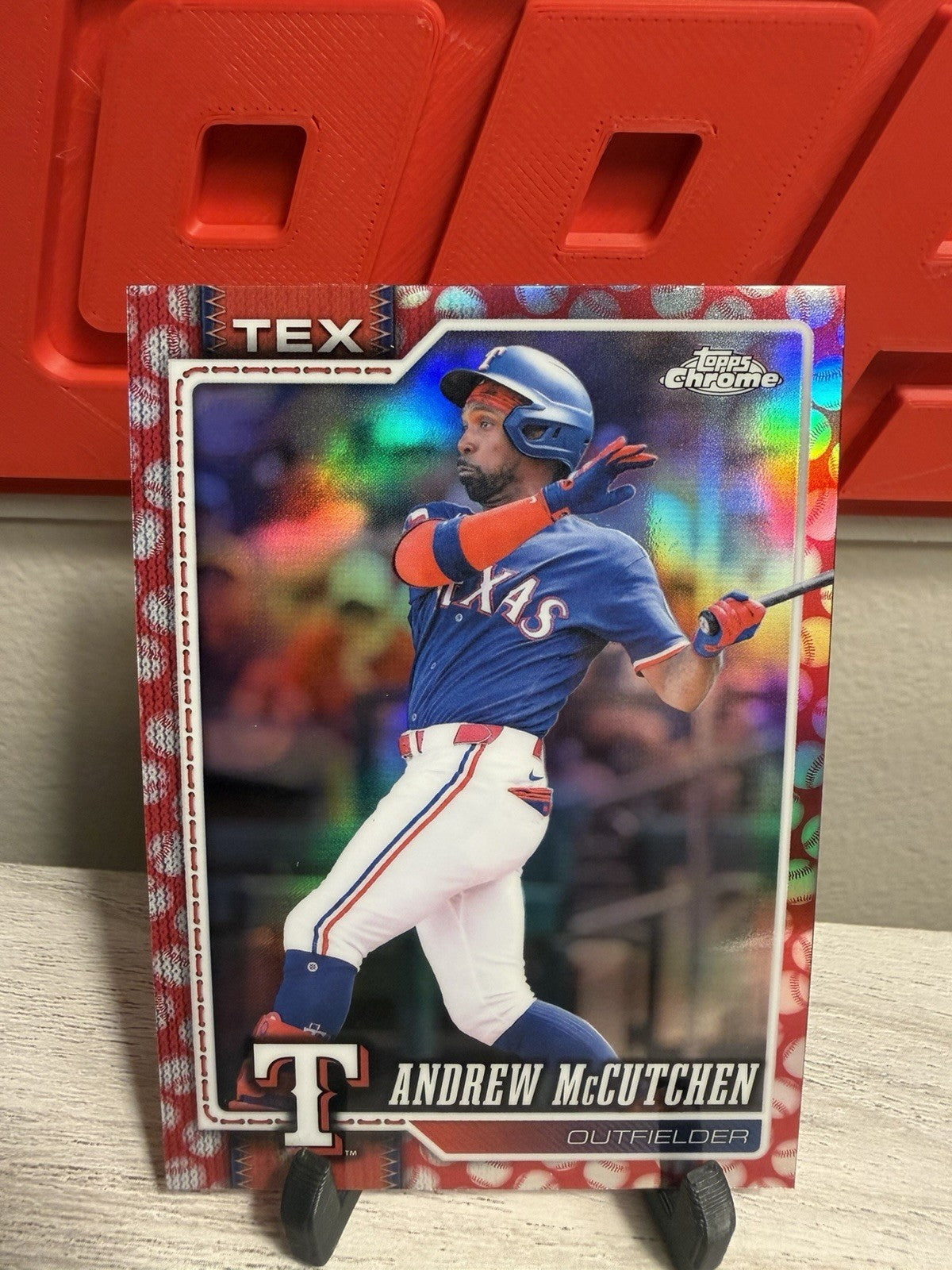 ANDREW MCCUTCHEN 2026 Topps Chrome Baseball Seams Refractor #214 Texas Rangers0