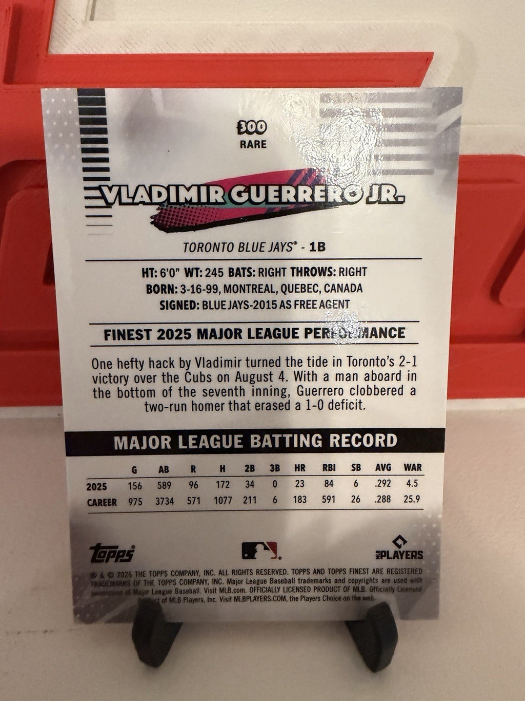 Topps Finest 2026 Vladimir Guerrero Jr. RARE TRUE TEAL /199 Blue Jays1