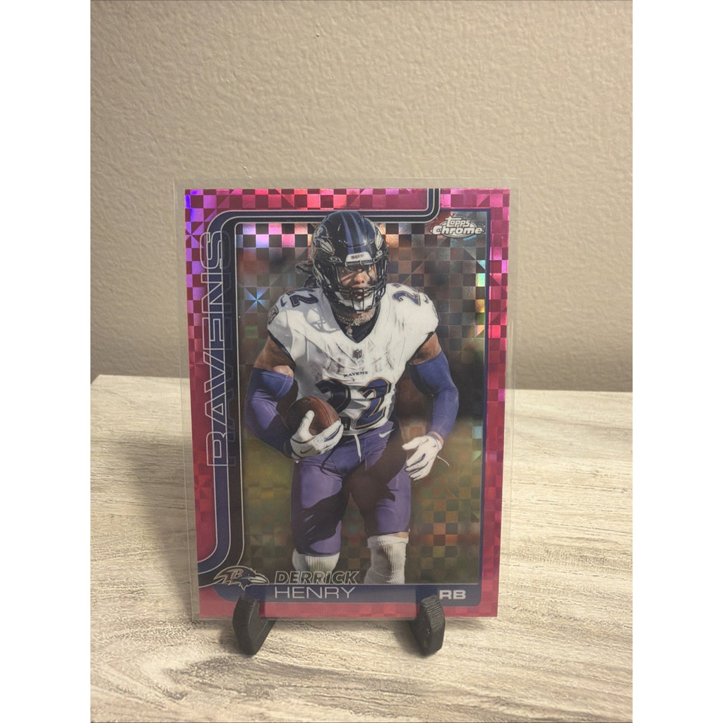 2025 Derrick Henry Hot Pink X-Fractor Topps Chrome Baltimore Ravens #25