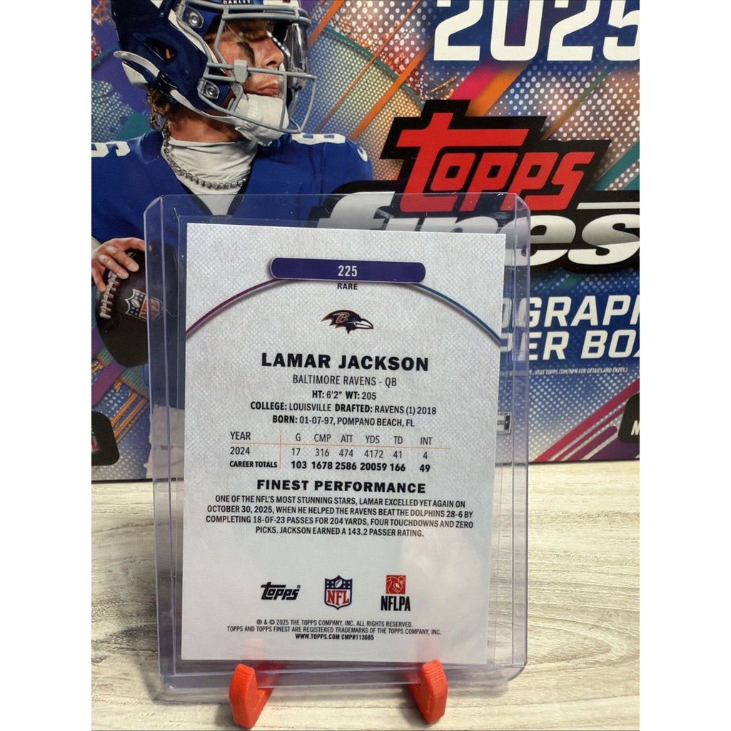 2025 Topps Finest Lamar Jackson Rare X-Fractor #225 Baltimore Ravens