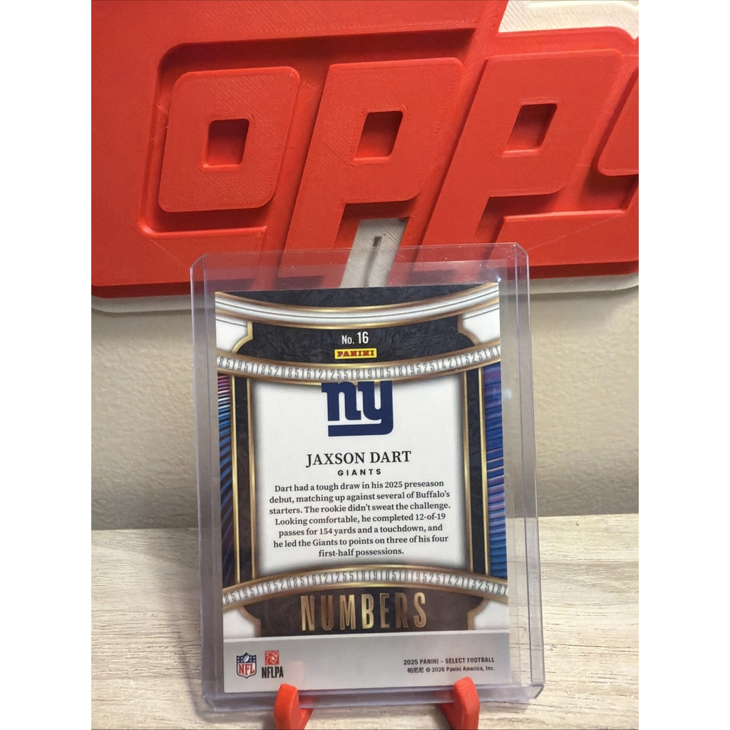 Panini Select Numbers Rookie Jaxson Dart Giants #16 2025 NFL Football Card