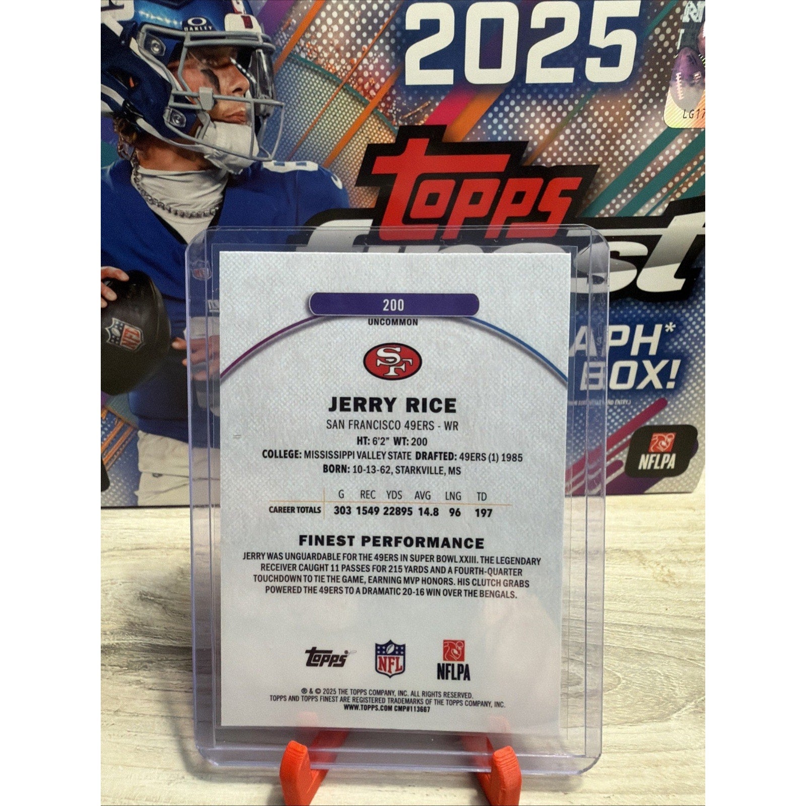 Topps Finest 2025 Jerry Rice Finest Performance Refractor Uncommon #200 49ers