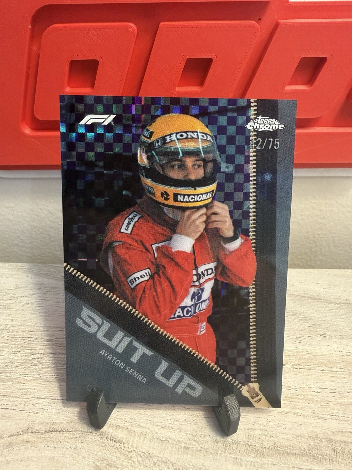 Ayrton Senna Suit Up Purple Checkerboard /75 front