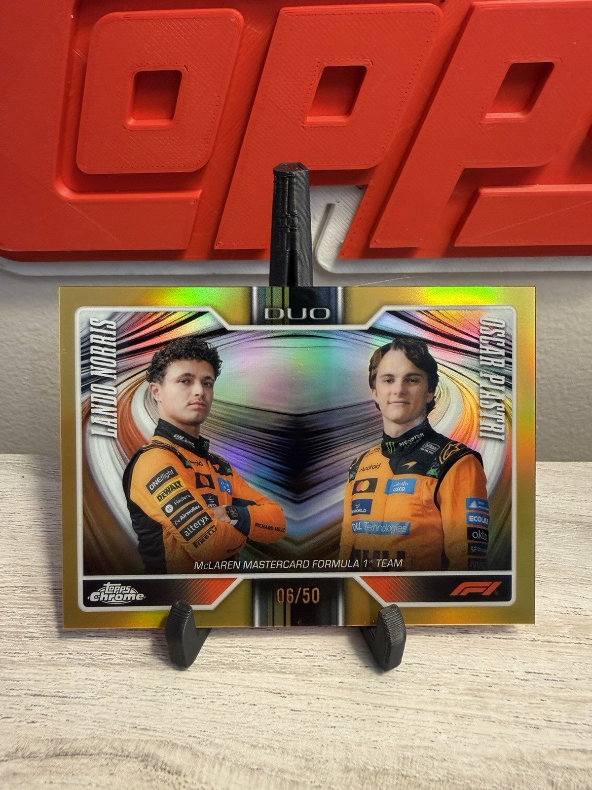 2026 Topps Chrome F1 Lando Norris Oscar Piastri True Gold Duo /50 front